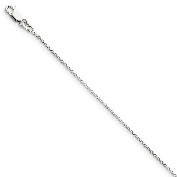 1.25mm Rhodium Plated Sterling Silver Cable Chain Necklace, 18-20 Inch - Picture 1 of 7